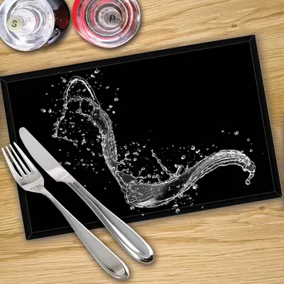 Digital Print Placemat x 4 - Splash On Black