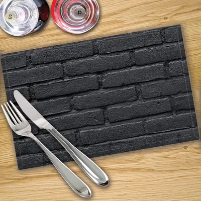 Digital Print Placemat x 4 - Black Brick