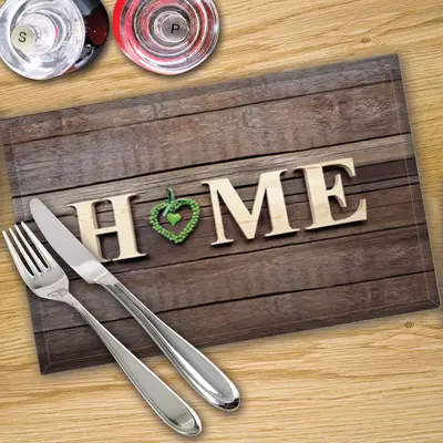 Digital Print Placemat x 4 - Home and Green Heart