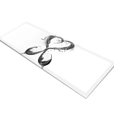 Glass Table Runner in Wine Splash Heart BW - 80cm Wide x 30cm High