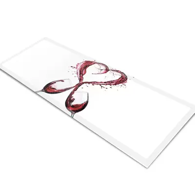 Glass Table Runner in Wine Splash Heart - 100cm Wide x 30cm High