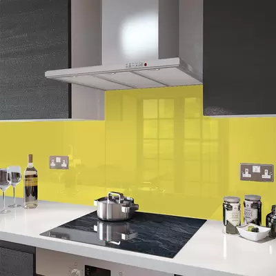 Yellow - Glass Splashback Socket Cutout - 100cm Wide x 40cm High