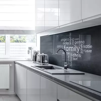 Your Own Word Collage on An Acrylic Splashback