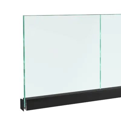 Frameless Glass Balustrade Quick-Fit Adjustable Black Anodised Aluminium Channel (12–17.5mm) – 2.5m