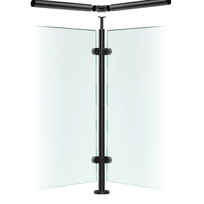 Premier Range Stainless Steel Glass Balustrade Black Corner Post for Rail (1100mm X 42.4mm X 2mm)