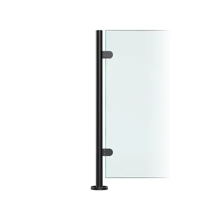 Premier Range Stainless Steel Glass Balustrade Black End Post (1100mm X 42.4mm X 2mm)