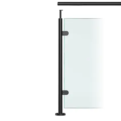 Premier Range Stainless Steel Glass Balustrade Black End Post for Rail (1100mm X 42.4mm X 2mm)
