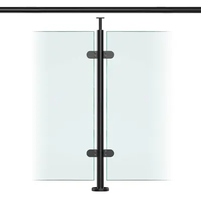 Premier Range Stainless Steel Glass Balustrade Black Mid Post for Rail (1100mm X 42.4mm X 2mm)