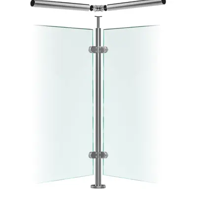 Premier Range 316 Stainless Steel Glass Balustrade Corner Post For Rail (1100mm X 42.4mm X 2mm)