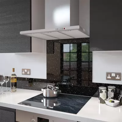 Black Cosmos Glass Splashback - 60cm Wide x 40cm High