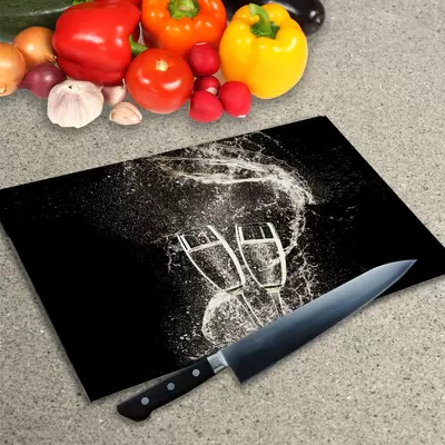Glass Chopping Board - Worktop Saver In Champagne Toast