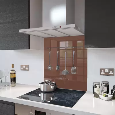 Chocolate Brown with Utensil Rail - Glass Splashback - 100cm Wide x 75cm High