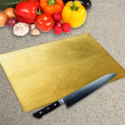 Glass Chopping Board - Worktop Saver In Gold Leaf