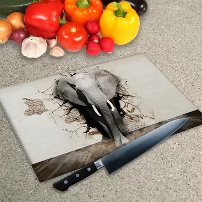 Glass Chopping Board - Worktop Saver In Elephant