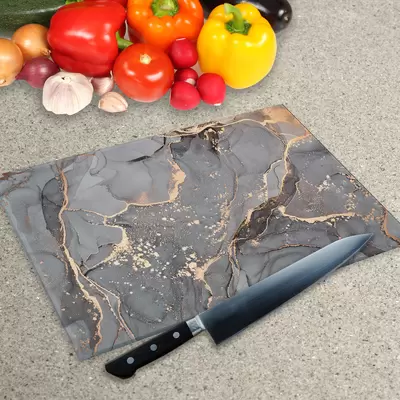 Glass Chopping Board - Worktop Saver In Liquid Grey