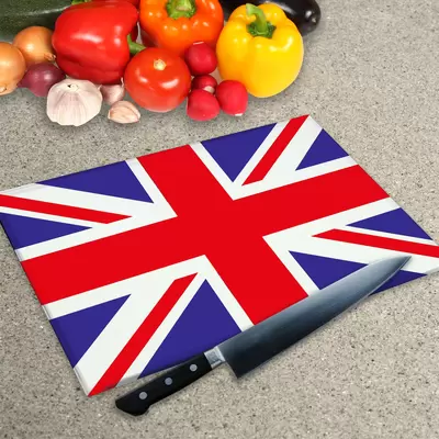 Glass Chopping Board - Worktop Saver In Union Jack
