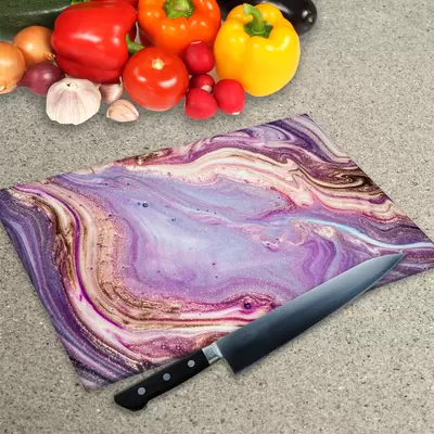 Glass Chopping Board - Worktop Saver In Liquid Amethyst
