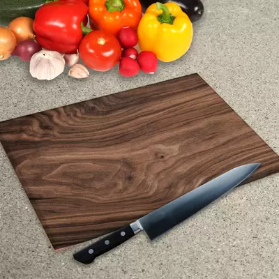 Glass Chopping Board - Worktop Saver In Black Walnut