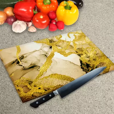 Glass Chopping Board - Worktop Saver In Gold Sands