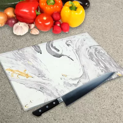 Glass Chopping Board - Worktop Saver In Liquid Azurite