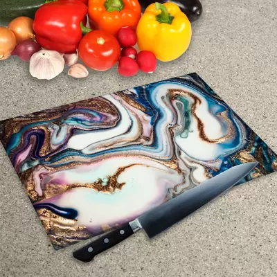 Glass Chopping Board - Worktop Saver In Liquid Pearl