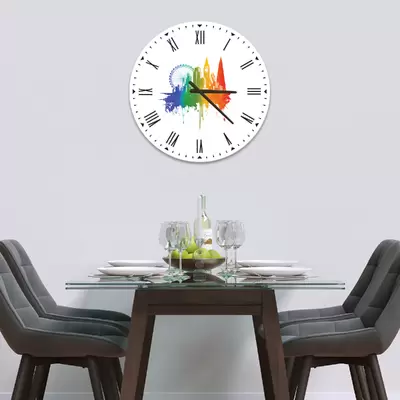 Glass Clock in 'Pride' London on White - 30cm Wide