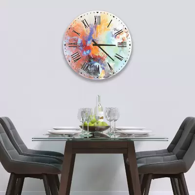 Glass Clock in Abstract Sky - 50cm Wide