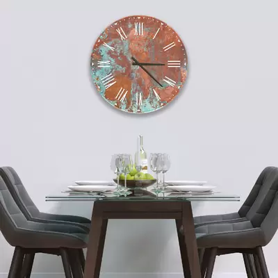 Glass Clock in Aged Copper - 30cm Wide