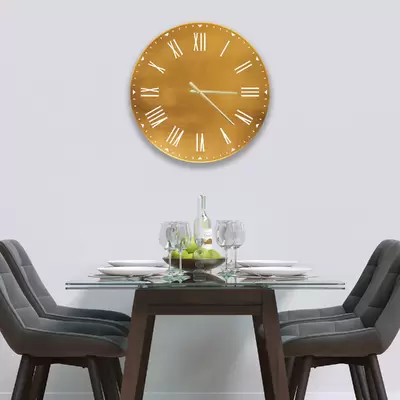 Glass Clock in Antique Gold - 30cm Wide