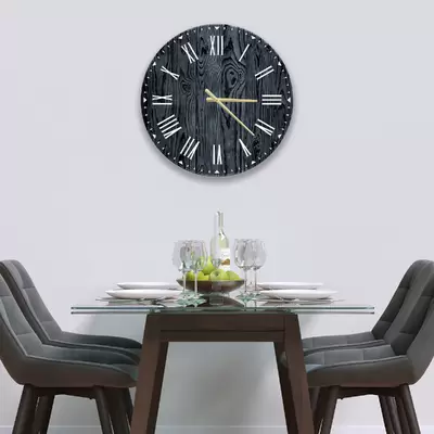 Glass Clock in Black Ash - 30cm Wide