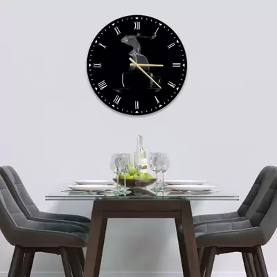 Glass Clock in Black Coffee Cup - 50cm Wide