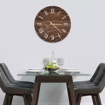 Glass Clock in Black Walnut - 30cm Wide