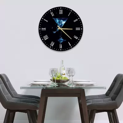 Glass Clock in Blue Gin - 30cm Wide