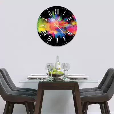 Glass Clock in Colour Fusion on Black - 30cm Wide