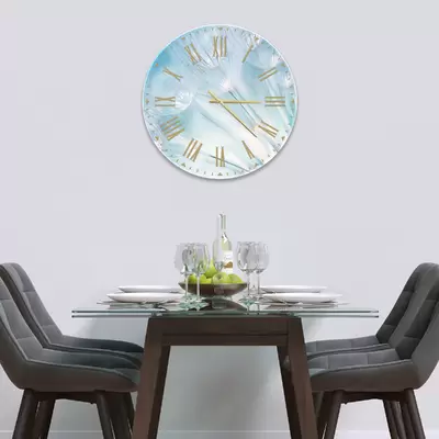 Glass Clock in Dandelion Flower - 30cm Wide