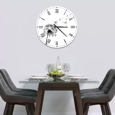 Glass Clock in Dandelion White - 50cm Wide