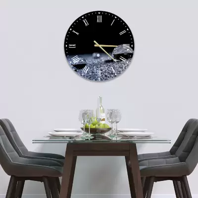Glass Clock in Deep Space Droplets - 50cm Wide