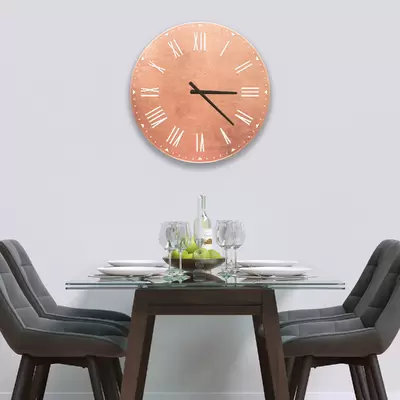 Glass Clock in Distressed Copper - 30cm Wide