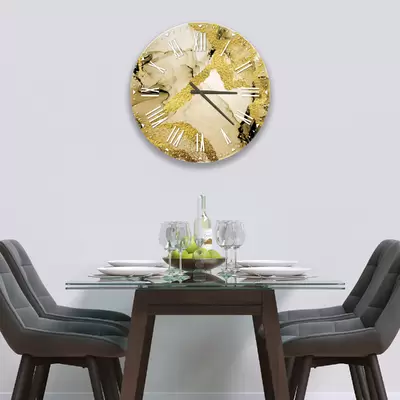 Glass Clock in Gold Sands - 30cm Wide