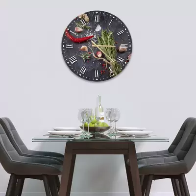 Glass Clock in Herbs and Spices - 50cm Wide