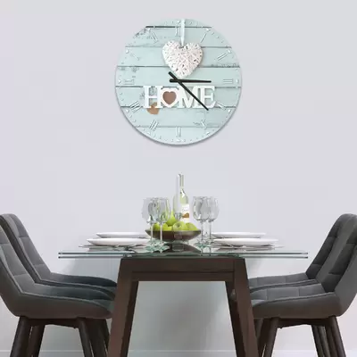 Glass Clock in Home Is Where The Heart Is - 50cm Wide