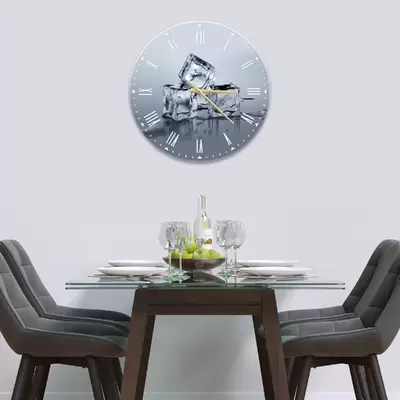 Glass Clock in Ice Cubes - 50cm Wide