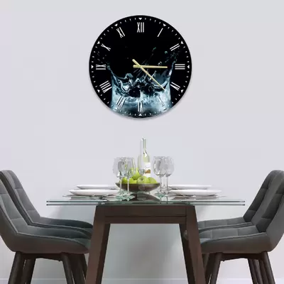 Glass Clock in Lake Splash - 30cm Wide