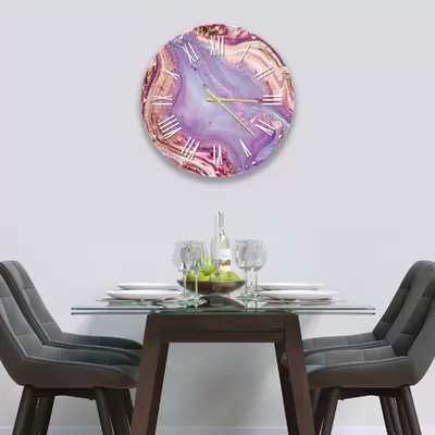 Glass Clock in Liquid Amethyst - 50cm Wide