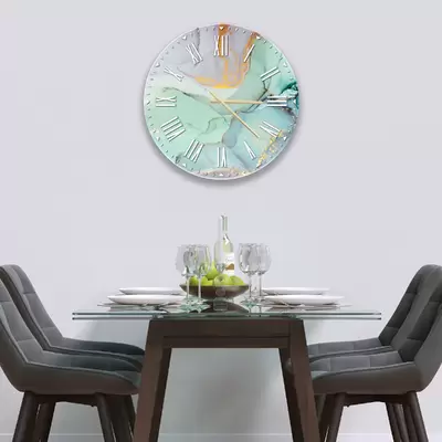 Glass Clock in Liquid Aquamarine - 50cm Wide