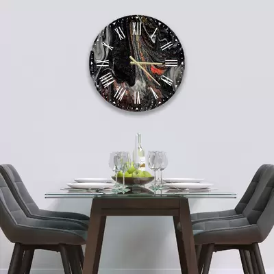 Glass Clock in Liquid Black - 50cm Wide