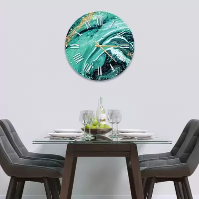 Glass Clock in Liquid Emerald - 30cm Wide