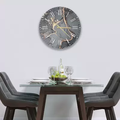 Glass Clock in Liquid Grey - 30cm Wide
