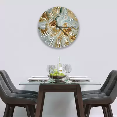 Glass Clock in Liquid Jade - 30cm Wide