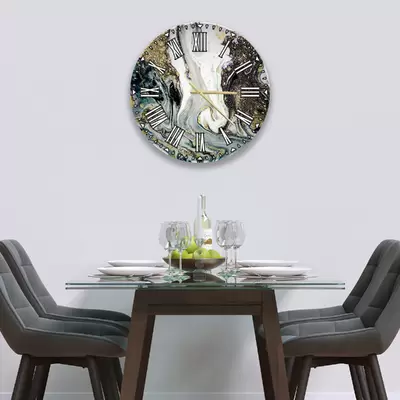 Glass Clock in Liquid Space - 50cm Wide